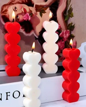 Sıralı Kalp Kokulu Mum (2'li Paket)