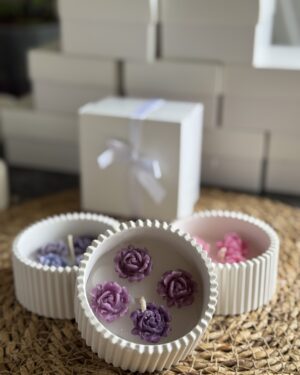 Özel Kutusunda Hediyelik Mini Gül Bahçesi Mum Tabağı 🌸