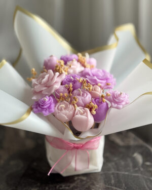 IMG_0357 Solmayan Çiçekler Mum Buketi Seramik Vazoda