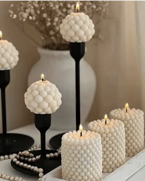 4’lü  İnci Görünümlü Dekoratif Mum Seti